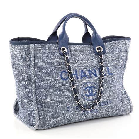 chanel deauville tote medium vs large|Chanel deauville tweed tote.